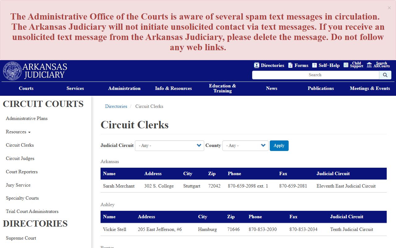 Lafayette County court records after arrest Circuit Clerk Dana Phillips directory