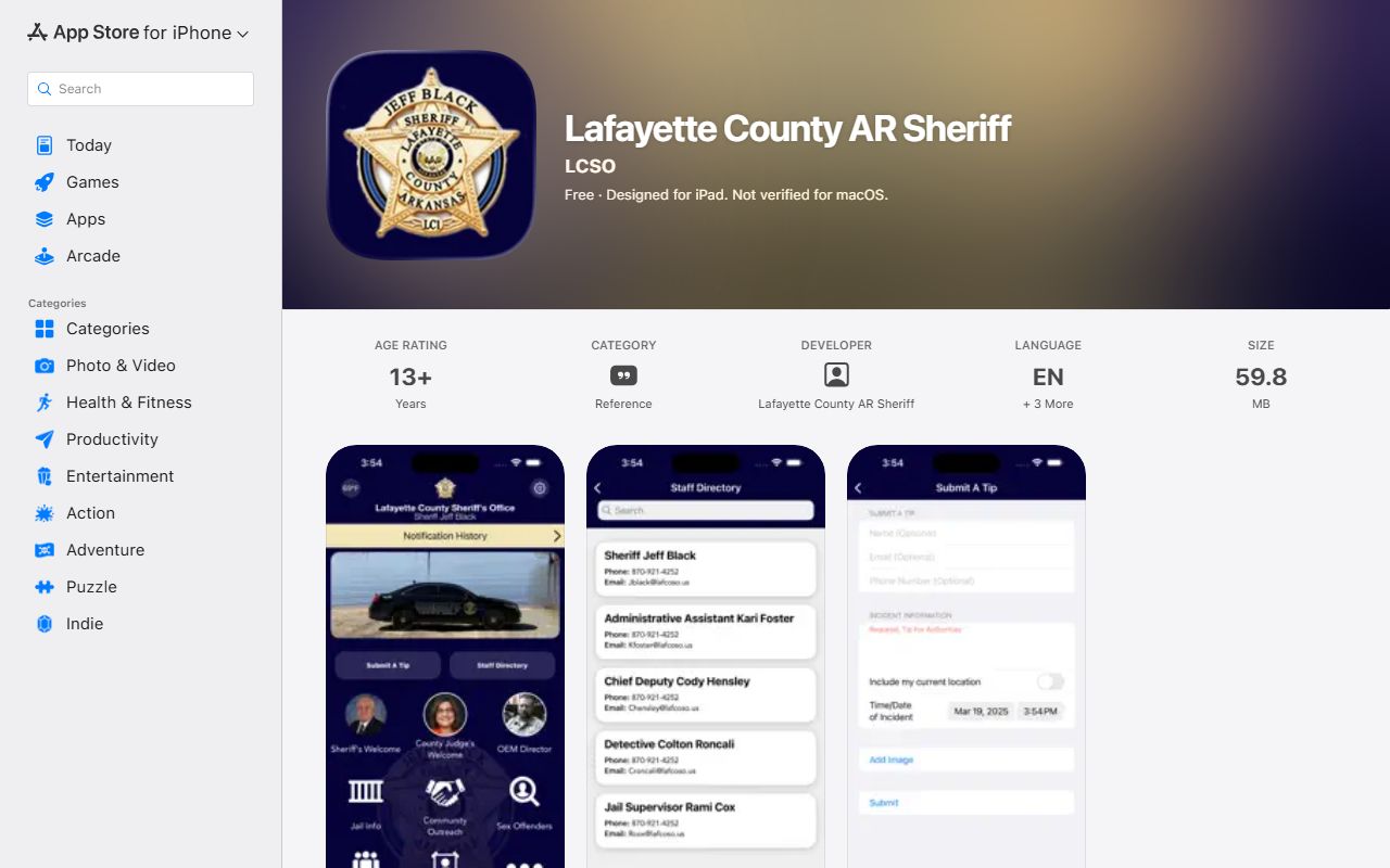 Lafayette County jail mugshots sheriff app listing without roster gallery